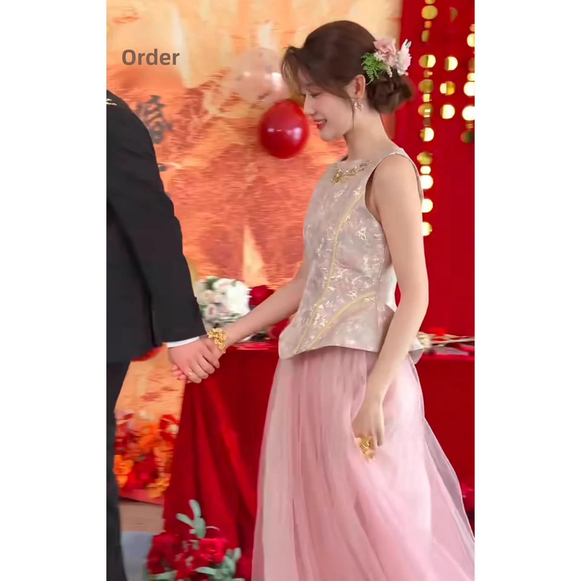

New Chinese Style Lightweight Wedding Dress Engagement Set 2026 Pink Toasting Costume Bride Morning Robe High-End Feel