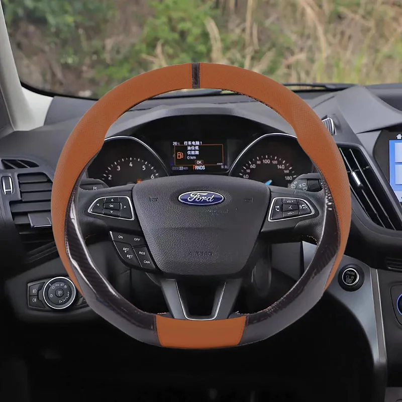For Ford ST Line Kuga MK3 MK2 MK4 S Max 2013-2025 2014 2015 2016 2017 2018 2019 2020 2021 2022 Leather Car Steering Wheel Cover