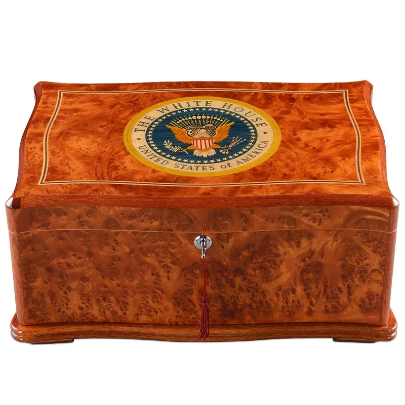 Cigar Humidor Soild Wood Cedar Wood Piano Paint 2 Layers Large Capacity Humidor Cigarette Case Unique Pattern Cigar Accessories