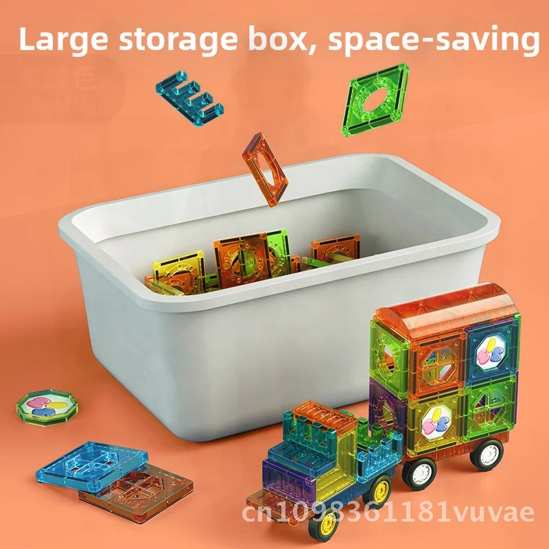 Magnetyczne klocki konstrukcyjne z kolorowymi okienkami, DIY, duży tor z kulkami, zabawki do łączenia dla dzieci w wieku 3-6 lat - Emocje i wzrok