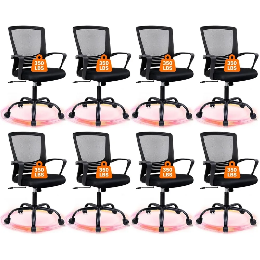 

Executive Office Chair with Wheels, Ergonomic Mid Back Mesh Desk Chair with Adjustable Height Lumbar Support, Rolling