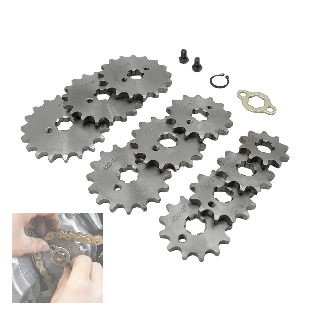Motorcycle Front Engine Sprocket 420 17mm 10 11 12 13 14 15 16 17 18 19T For 50 70 90 110 125cc Dirt Pit Bike Mini ATV 4 Wheeler