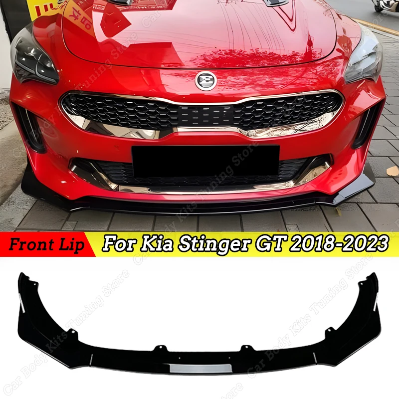 3Pcs Car Front Lip Bumper Splitter Diffuser Body Kit Spoiler For Kia Stinger GT 2018-2023 Tuning Gloss Black Style Accessories