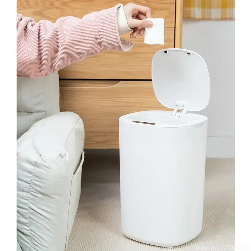 2024 Electric smart sensor switch trash can 12L bedroom anti-odor and anti-mosquito office kitchen bathroom waterproof trash can