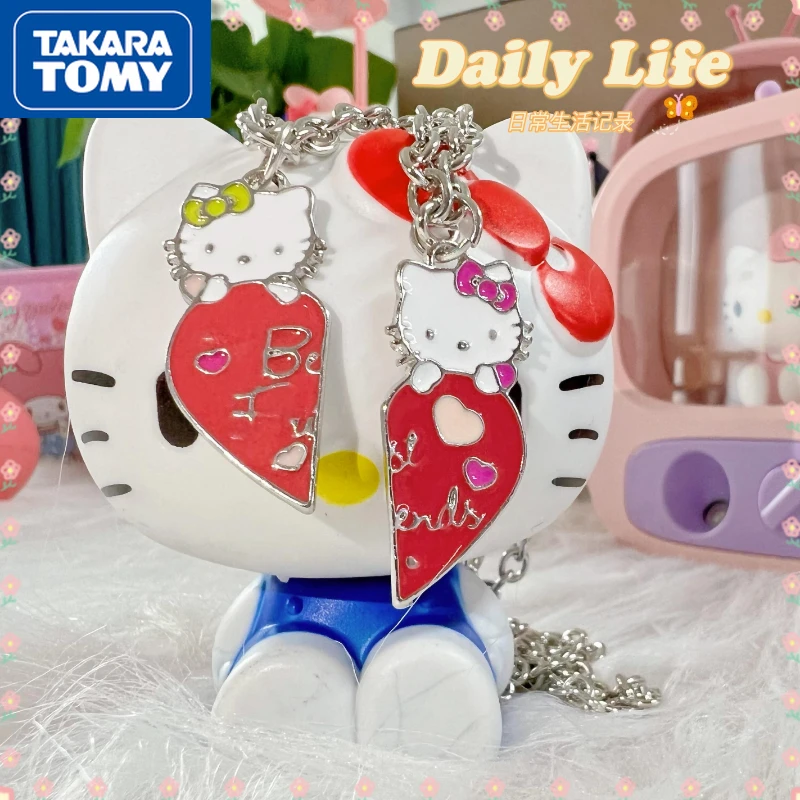 

TAKARA TOMY Hello Kitty Cartoon Sweet Belt Pendant Cute Couple Girlfriends Necklace Student Daily Wear Gift Decoration Necklace