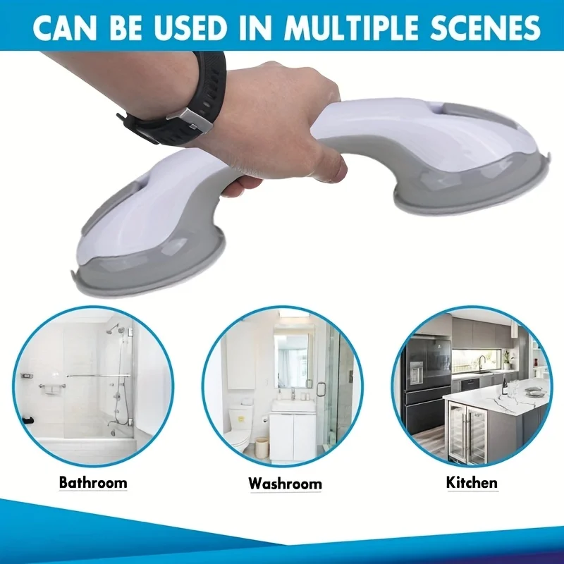 Safety Shower Handle for Bath And Shower, Non-Slip Suction Grab Bar, Durable Plastic,for Balance Aid, Fits Tile
