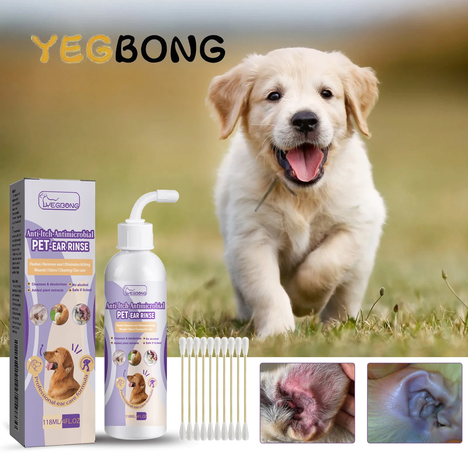 Pet Ear Cleaner - YEGBONG 118ml Hipoalerjenik Evcil Hayvan Kulak