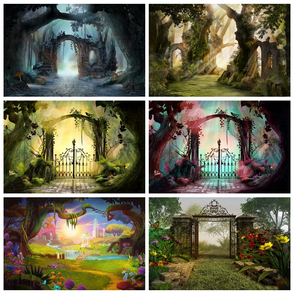 

Fairy Forest Photography Background Children's Birthday Decoration Photo Background Alice in Wonderland Rainbow Party Props