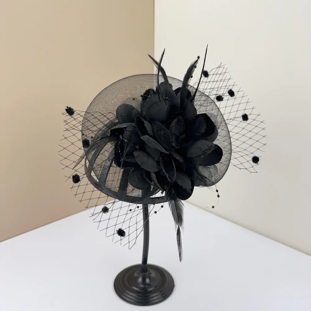 

High End Fashion Versatile Hats Hair Clips Niche Hepburn Style Trendy Forefront High-end Feel Face Gauze Hats