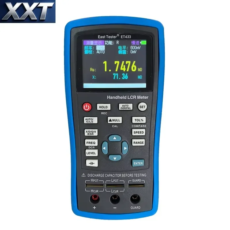 XXT ET433 Professional Handheld LCR Meter 100Hz-100kHz Adjustable Frequency High Accuracy for Calibration Labs