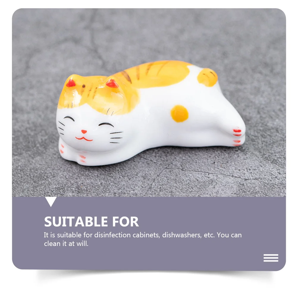 

5Pcs Ceramic Fortune Cat Chopsticks Holder Rack Flatware Organizer Table Decor Spoon Fork Rest Kitchen Cutlery Stand