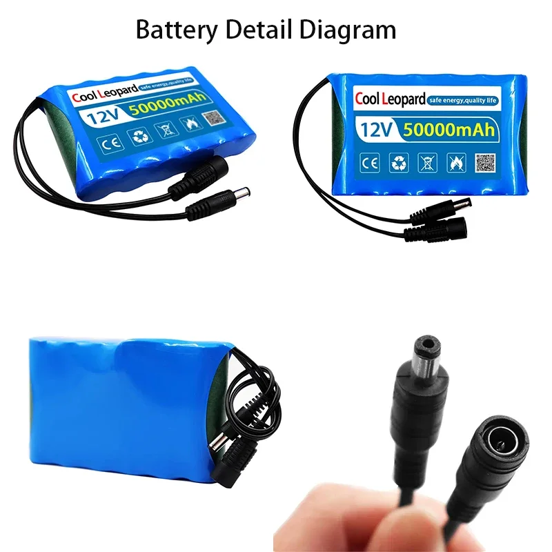 

Original New Portable 12V Battery,20000mAh 30000mAh 50000mAh Rechargeable Lithium-ion 18650 Battery Pack, DC 12.6V Charger