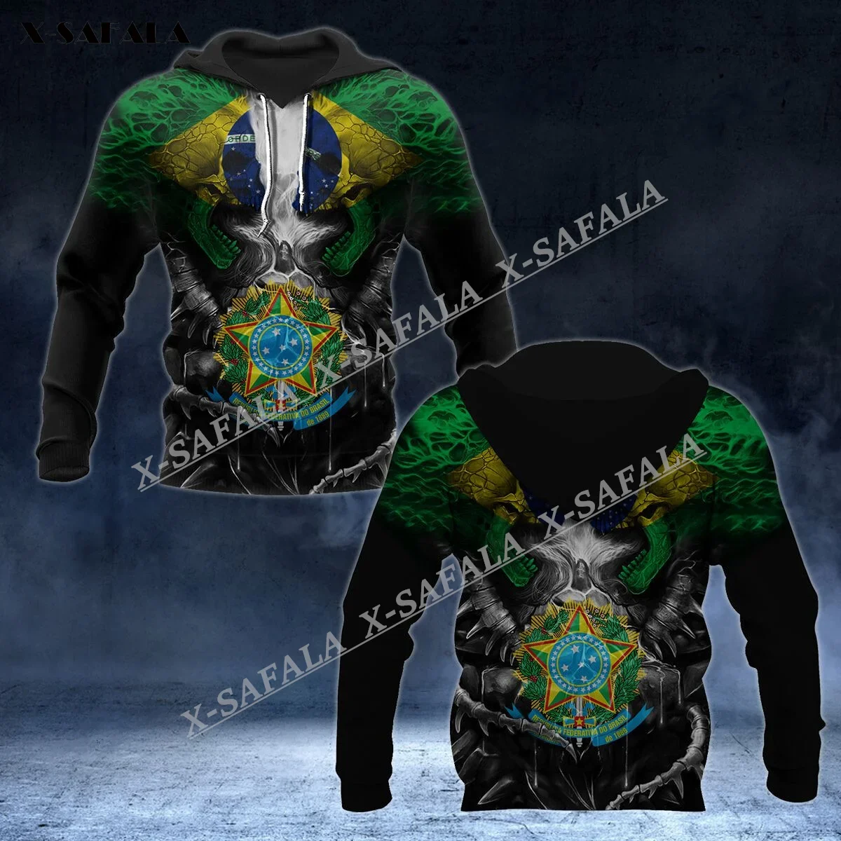 BRAZIL Skull FLAG MAP Country 3D Print Zipper Hoodie Men Pullover Sweatshirt Hooded Jersey Tracksuits Outwear Coat