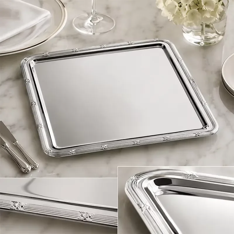 Plated Serving Tray for Hotel Room Service and Banquet Catering