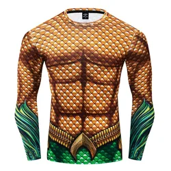 Movies Aquaman Cosplay Arthur Joseph Curry Same Tights Fitness Sports Quick-drying Tops Halloween Carnival Men's Costumes