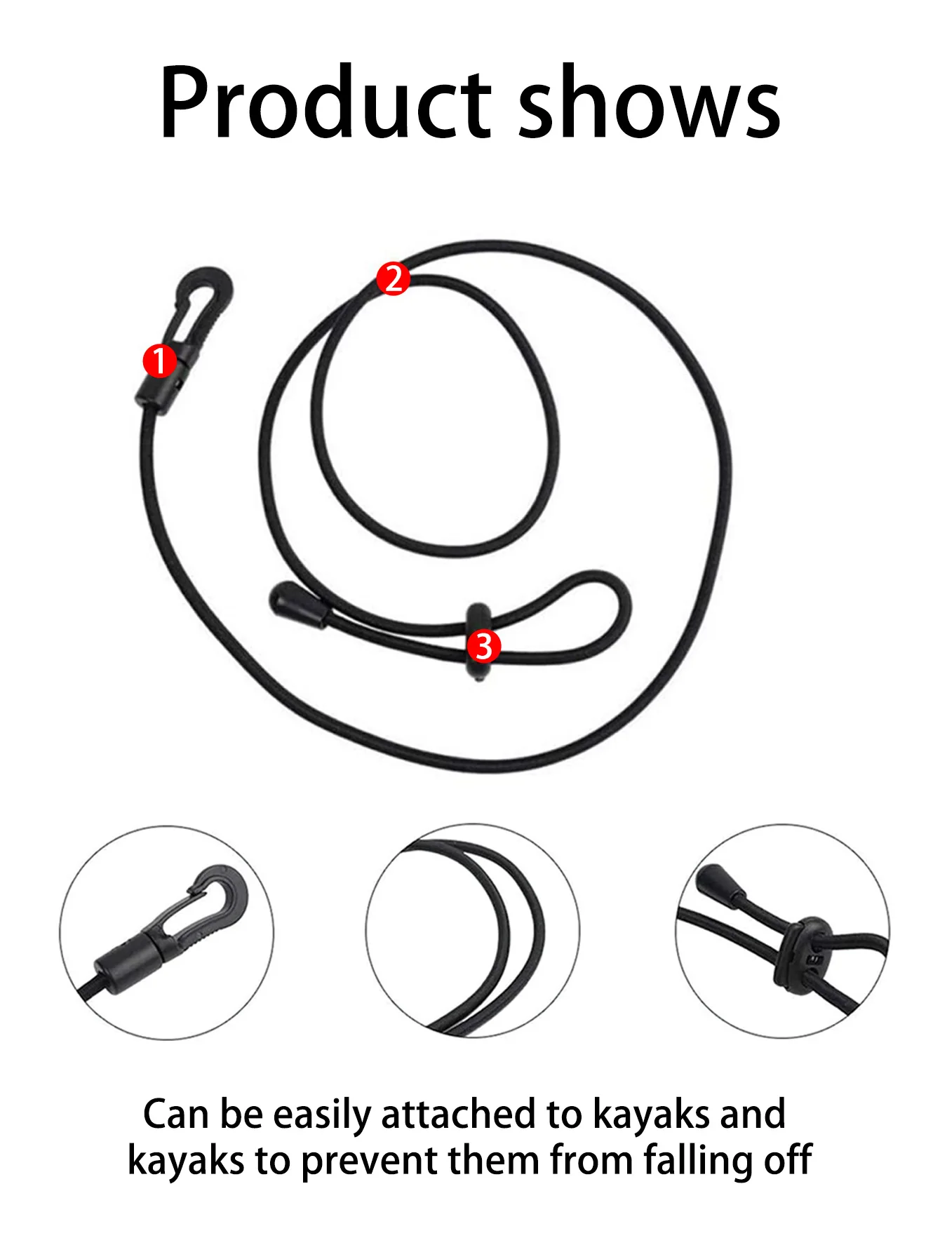 Accesorios para Kayak, cuerda antipérdida para remo, adecuada para cañas de pescar, cuerda para atar remo, cuerda elástica de fijación para tabla de surf, 2 uds.