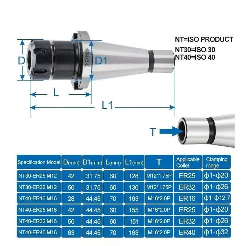 KH ISO40 ISO50 NT ER أداة عقد NT30 ER NT40 ER NT50 ER11 ER16 ER20 ER25 ER32 ER40 أداة حامل قوس أداة كوليت