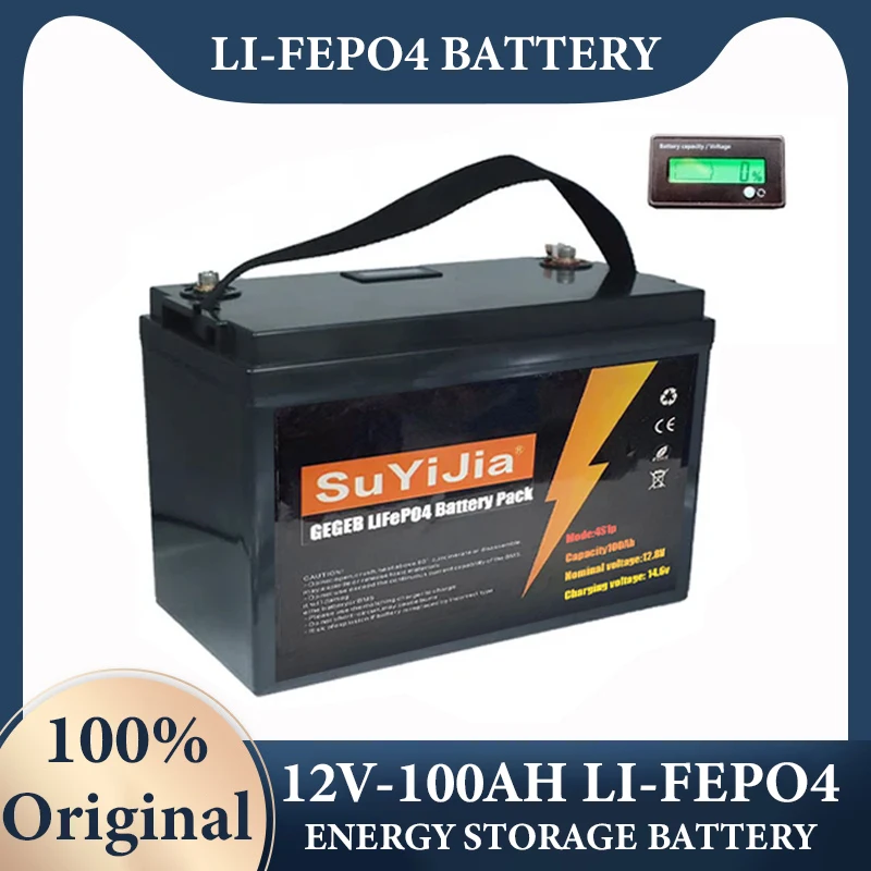 

New 12.8V 100Ah LiFePO4 Battery 12V Lithium Iron Phosphate Battery 4000 Cycles Tourist Car Inverter Solar Car Cigarette Lighter