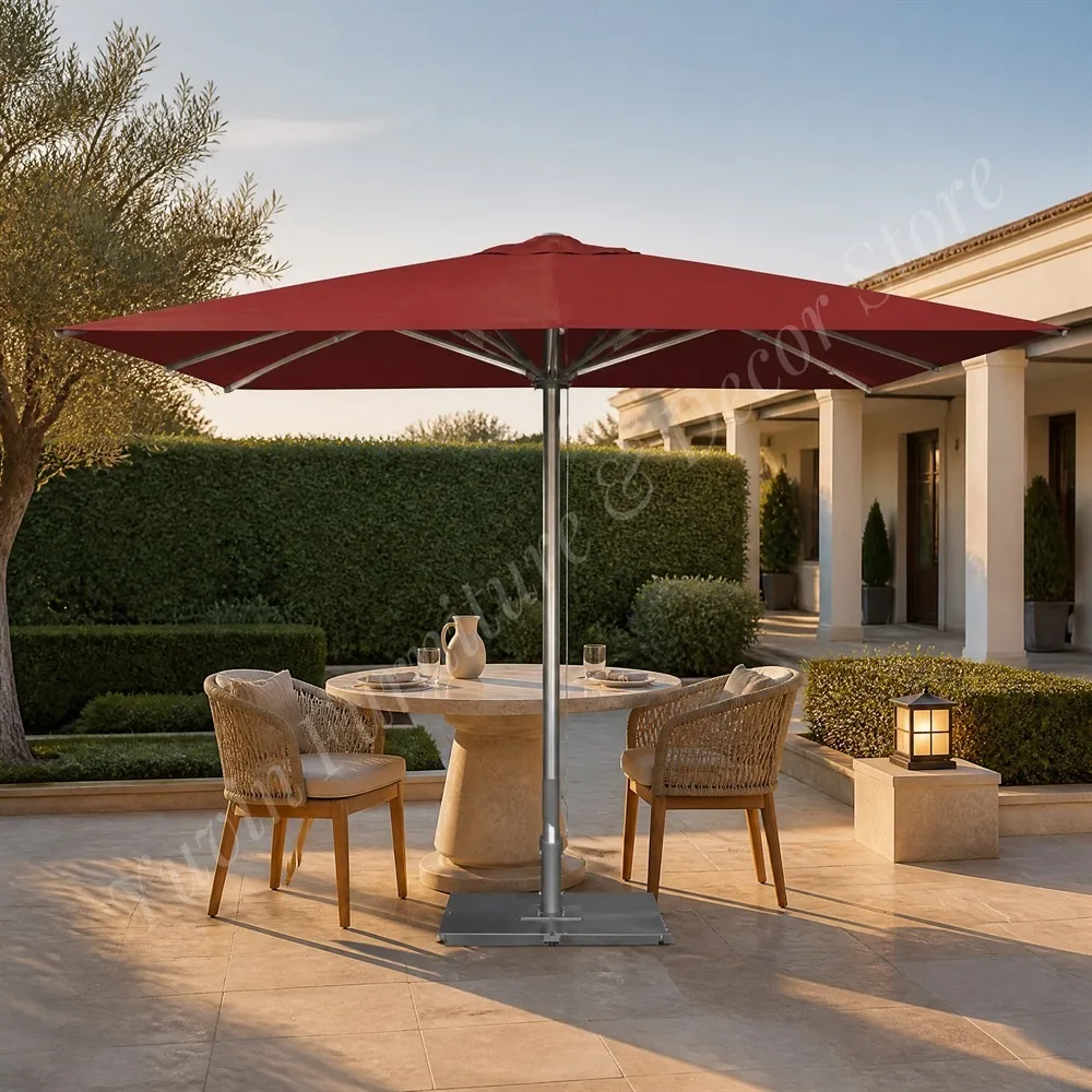 Center Pole Patio Umbrella with Crank Lift, Aluminum Pole and Waterproof UV Resistant Fabric for Garden Poolside Restaurant
