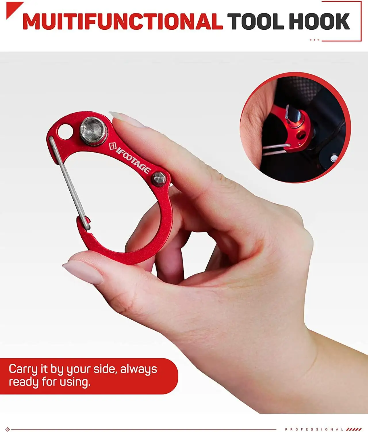 Imetric Tool Hook Red, strumento esagonale per fotocamera 3 in 1 multifunzionale con chiave esagonale da 4mm, pratica presa esagonale da 7mm #,