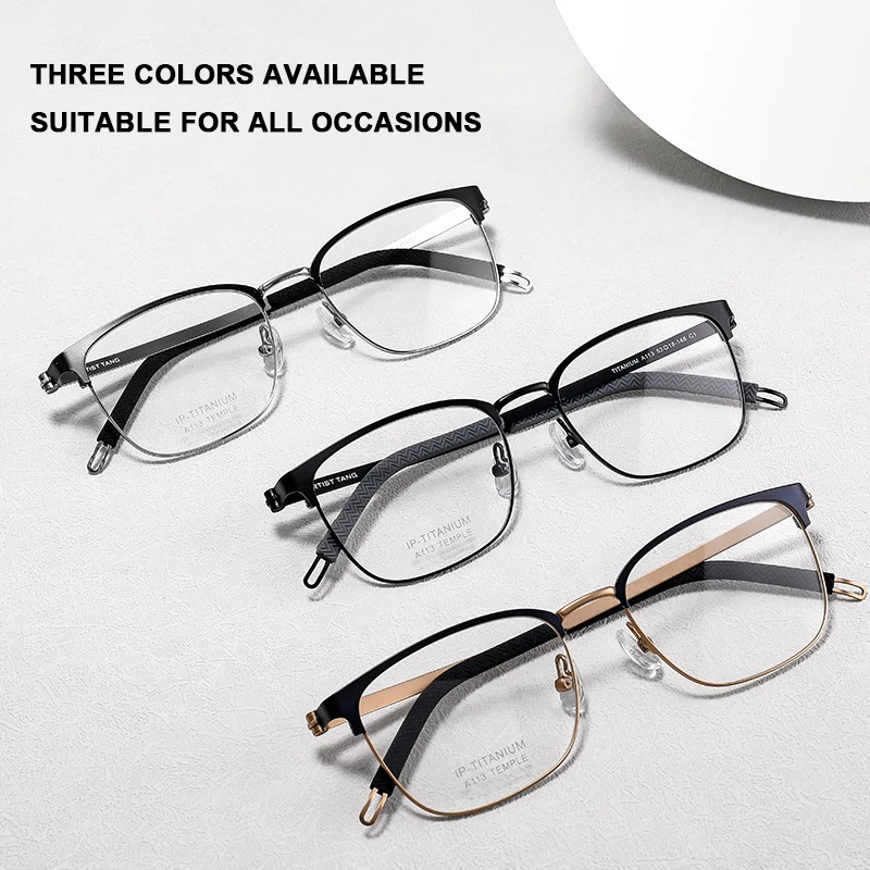 Ultralight Quality Pure Titanium Glasses Frame Screwless Eyewear Men business casual Square Eyeglasses Korean Style Glasses