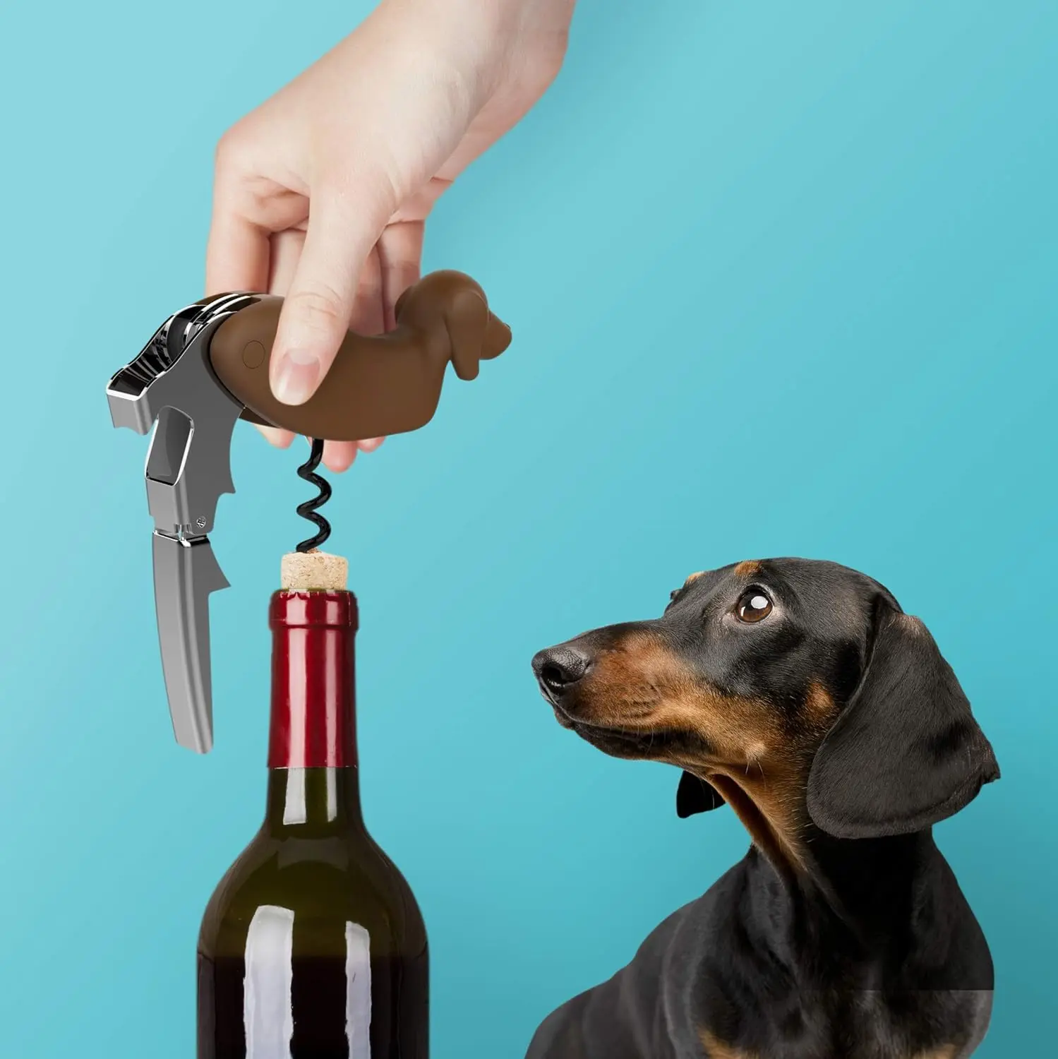 Dog Wine Bottle Opener Corkscrew with Foil Cutter Beer Opener Manual Wine Key for Servers Waiters Bartender and Home Bar Use - view 2