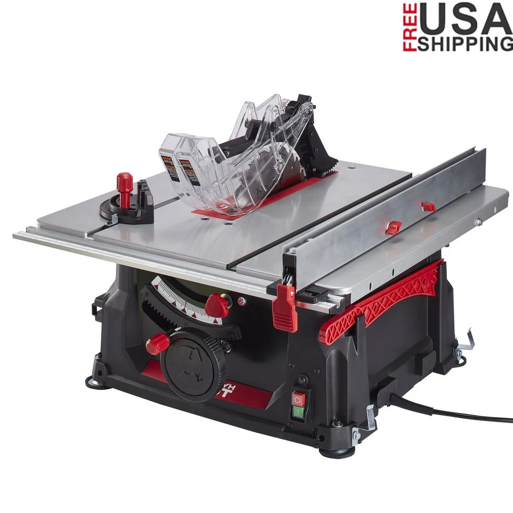 15Amp 10-inch Table Saw with 0-45 Degree Bevel Lightweight Portable Cutting Tool Kit