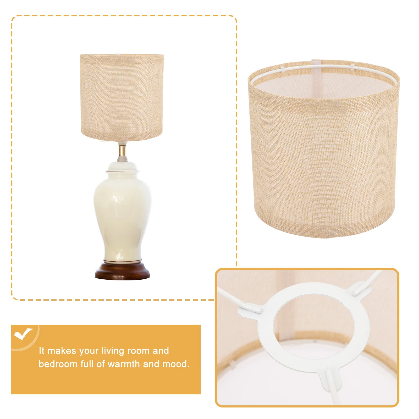 

1Pcs Linen Cloth Lamp Shade Premium Light Cover Soft Eye Protection Table Bedside Floor Lamp Accessory Decorative Replacement
