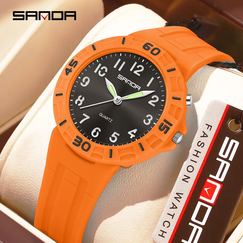 SANDA 2026 new 6388 fashionable student quartz watch 50 meter waterproof night light durable men's and women's sports watch