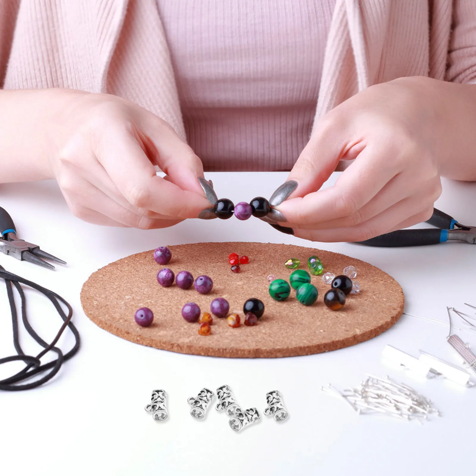 85 piezas de pulsera de aleación, cuentas de fianza, conector de tubo, dijes para fabricación de joyas