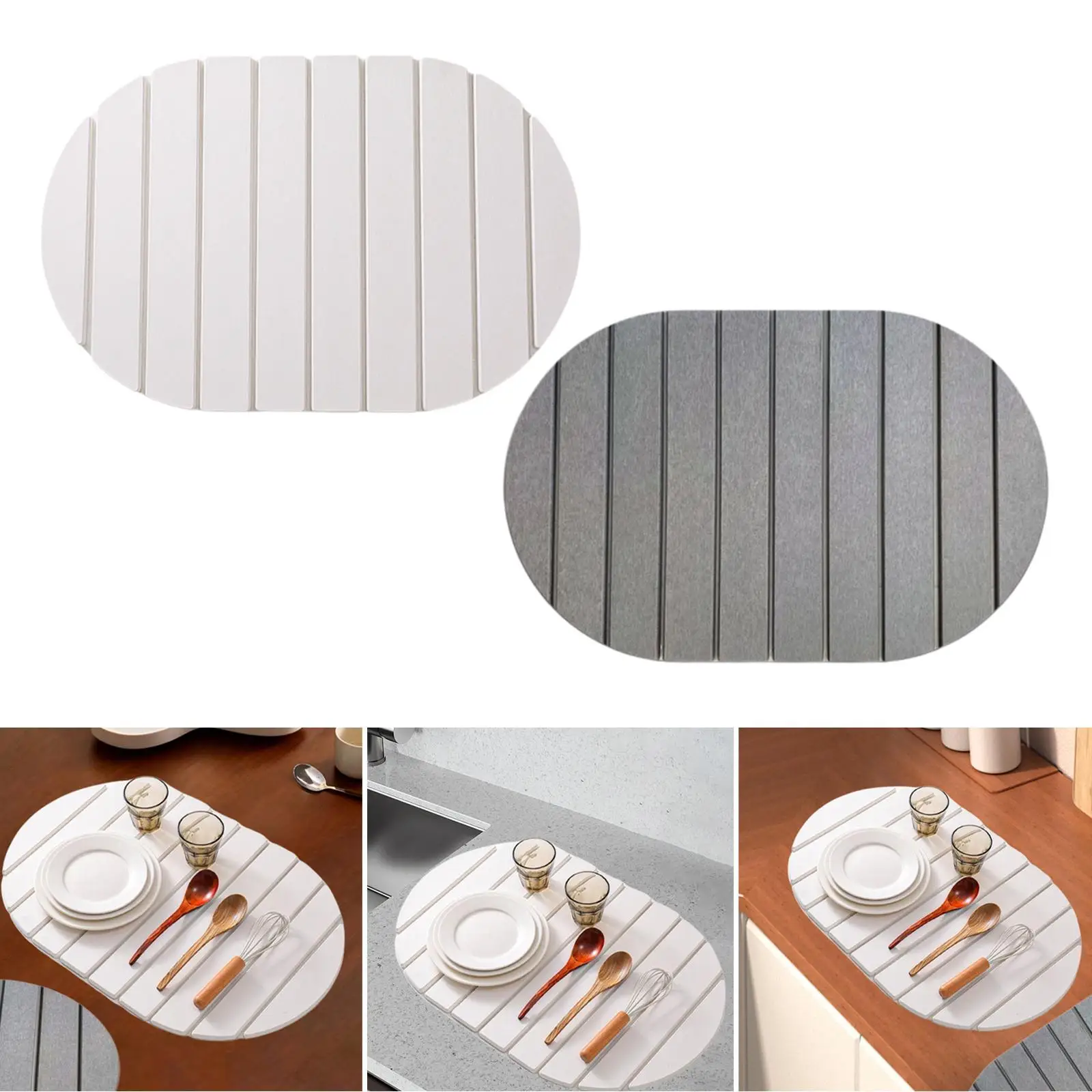 Stone Dish Drying Mat Large Foldable Dish Drainer for Home Coffee Bar Pots