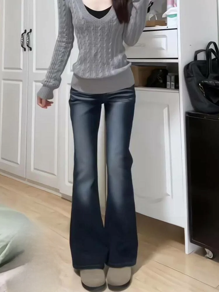 

American Sle High Waist Straight Leg Jeans Women's Autumn Winter Bell Bot Frayed Slimming Jeans Casual High Street