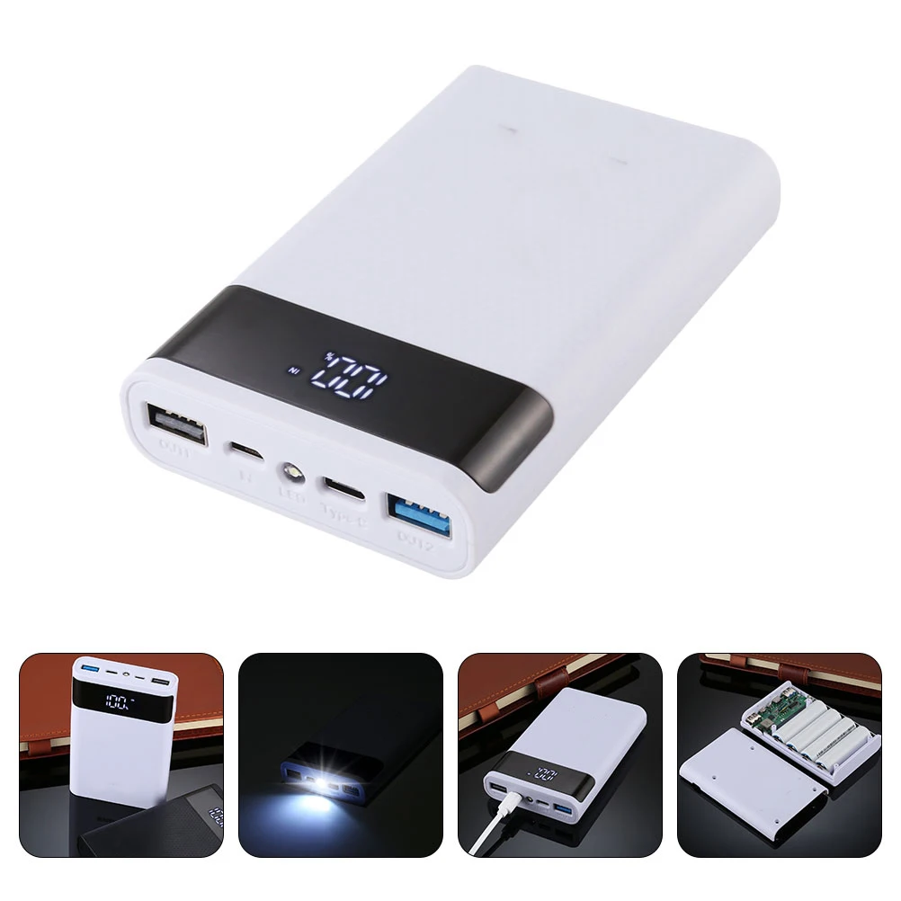 

18650 Case Power Bank Box Rechargeable Shell Portable Lightweight Detachable Indicator