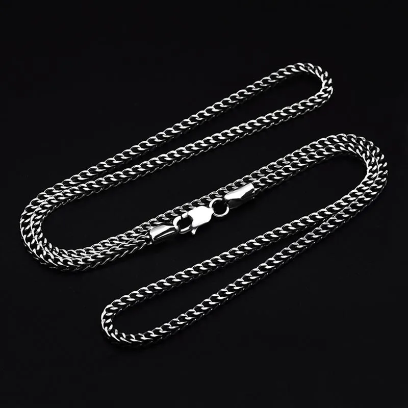 BOCAI New S925 Silver Men's Necklace Retro Versatile Simple Chopin Chain Women's Collarbone Chain Fashion Jewelry Accessories