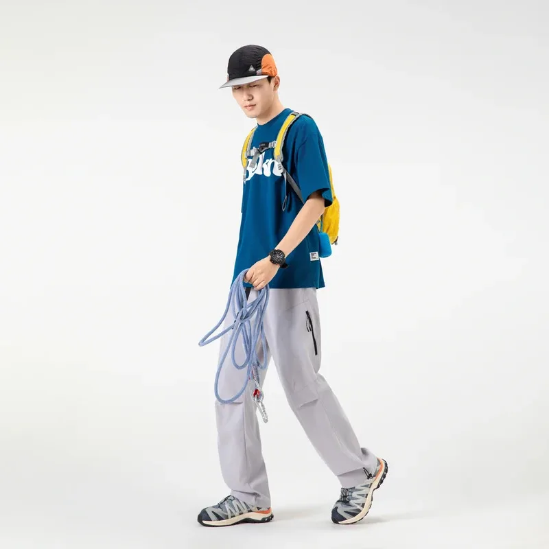 

Outdoor Climbing Camping Hiking Trousers Casual Loose Cuffed Pants Men's Solid Color Long Pants Autumn Fashion Men Clothing