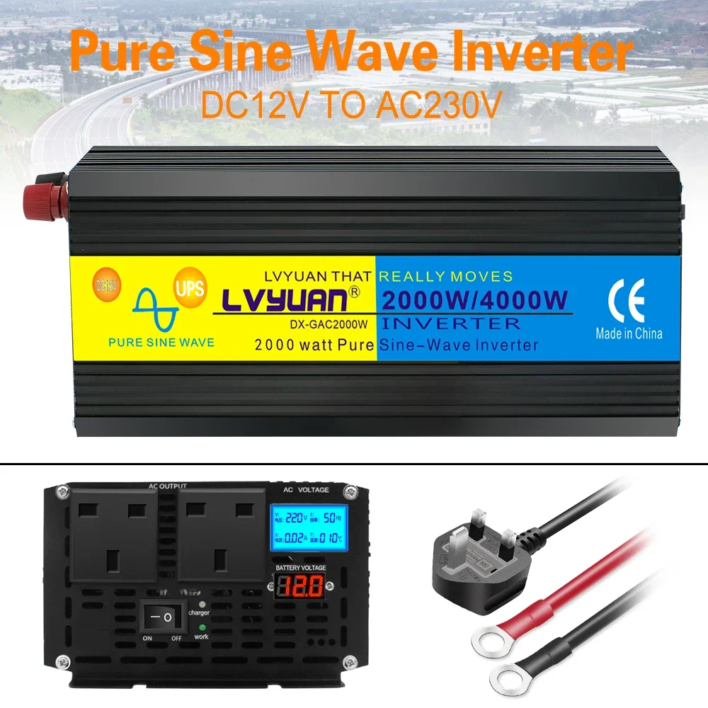 UPS Inverter Pure Sine Wave 2000W/4000W Power Supply Inverter With Battery Charger LED Display DC AC Inverter For Solar Panels