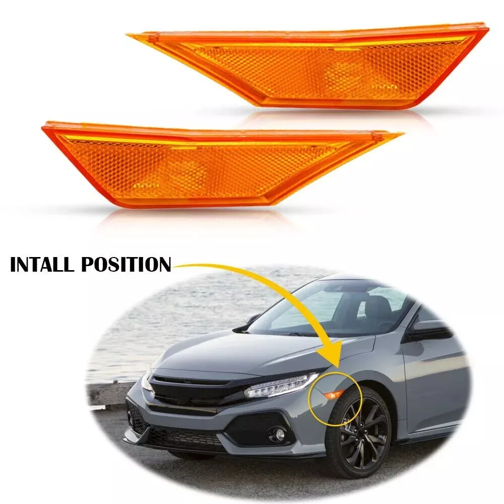 Effortless Installation of Waterproof Yellow LED Side Marker Turn Signal Lights for Honda Civic from 2016 to 2023