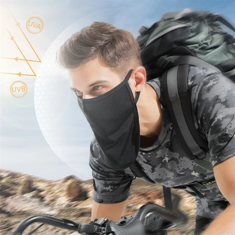 Atmungsaktive Anti-Staub-Gesichtsmaske aus Eisseide, Outdoor-Sport, UV-Schutz, Herren, Radfahren, Camping, Wandern, Sonnenschutz und kühlende Gesichtsbedeckung