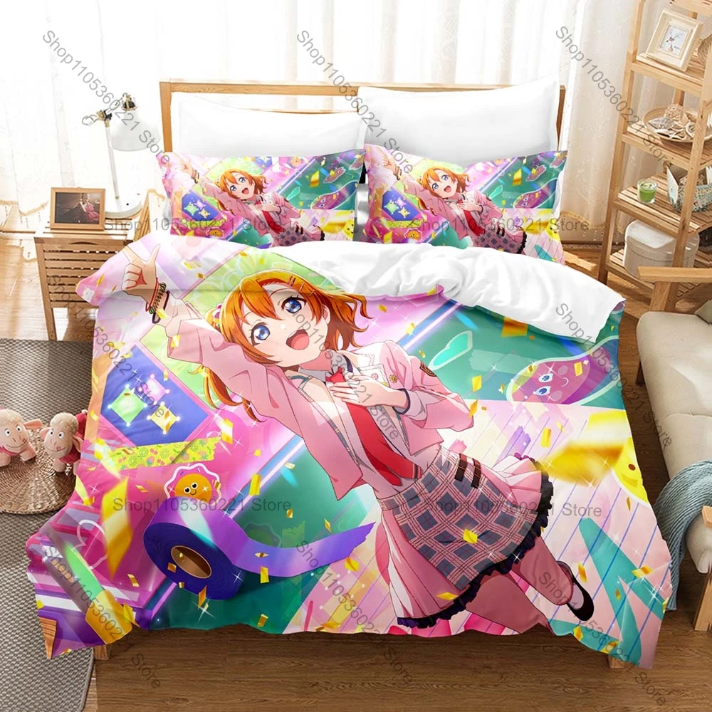 

Classic Idol Anime LoveLive μ's Kousaka Honoka Energetic Orange Theme Bedding Set 1 Duvet Cover + 2 Pillowcases HD Print Anime