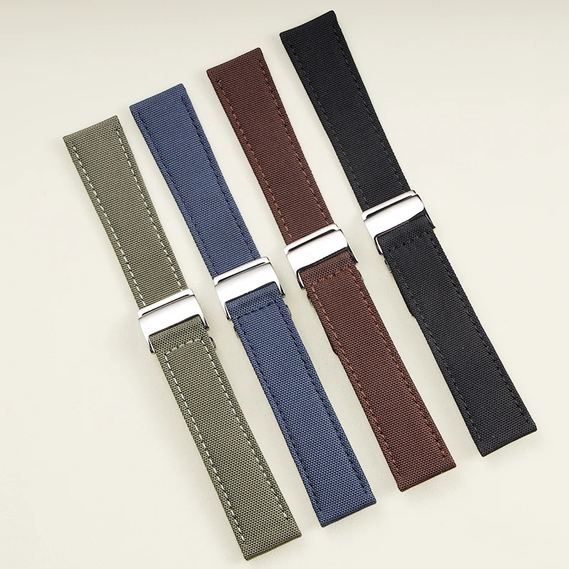 

New Nylon Leather Watchband 22mm 24mm For Breitling Strap Avenger Superocean Heritage Wrist Band Canvas Bracelet Buckle Belt
