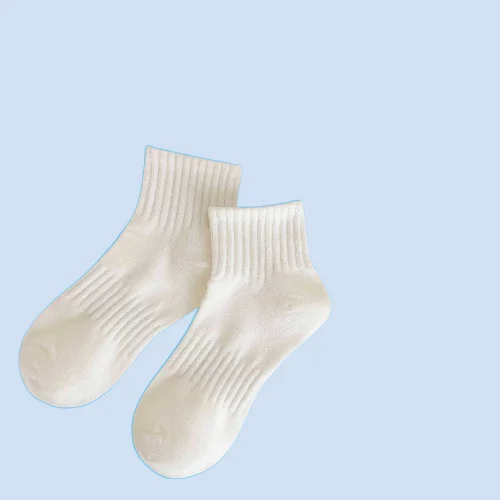 5 Pairs Women's New Cream Socks Cotton Short-barrel Solid Color Anti-odor Sweat-Absorbent Macaron Japanese Short Socks