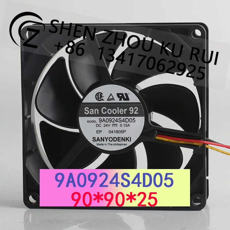 New Sanyo 24V 0.15A 9025 90X90X25MM 9CM Three-wire inverter Chassis High air capacity 9A0924S4D05 Cooling fan
