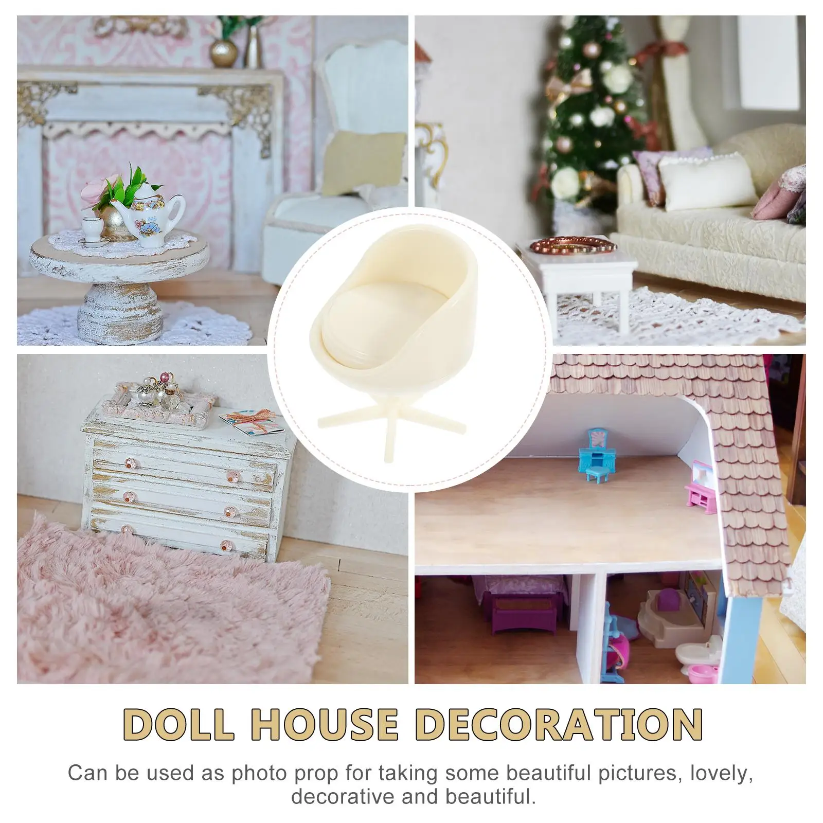 4 Pcs Mini Ornaments for Crafts Miniature Doll House Furniture Dollhouse White Abs Chair