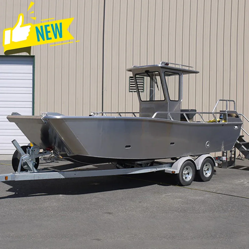 Ecocampor 21ft Landingcraft All-Welded Aluminum Boat With Back Console For Sale