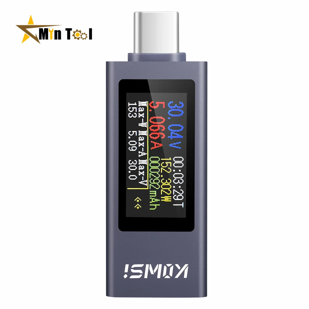 DC 4-30V 0-12A  0.96 Inch Type-c Multi-function Digital Display DC Voltage Ammeter Power Meter Cell Phone Charging Tester