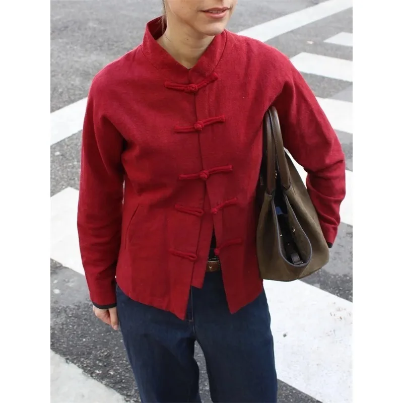 

Повседневные свободные рубашки с длинным рукавом для женщин, элегантные летние блузки в стиле пэчворк, новинка 2026 года, однотонные женские топы с длинным рукавом