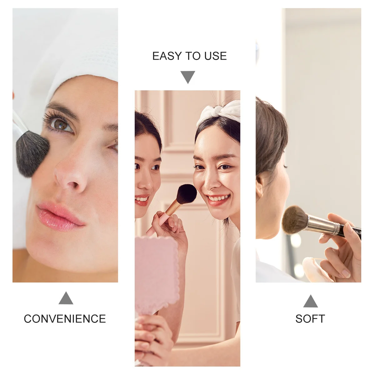 Brocha de maquillaje negra Flexible en polvo suelto para base, corrector, colorete, resaltador, suministros faciales, polvo suelto