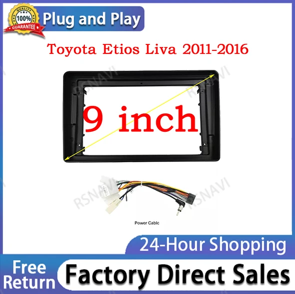 2 din 9 Inch Car Radio Facia Frame 2 DIN Install Panel Dashboard For Toyota Etios Liva 2011-2016