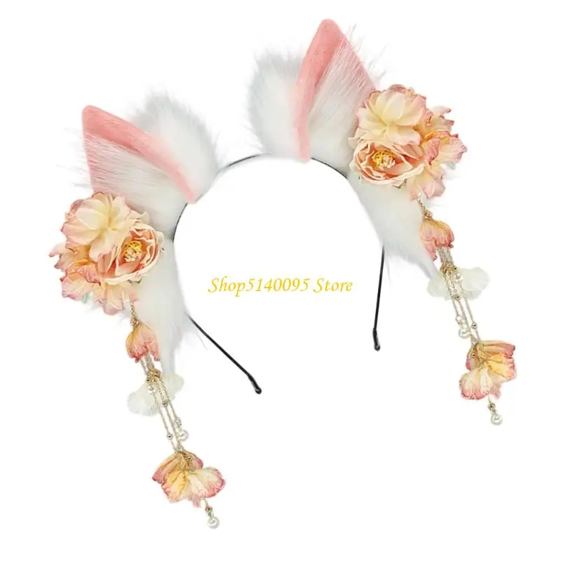 DXAE Peludo Cosplays Orelhas Gato Tiaras Para Entusiastas Anime Tradicional Chinês Traje Combinando Acessório