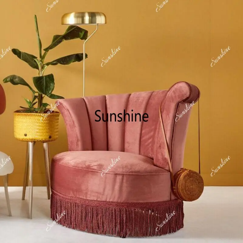 

Retro style casual living room small apartment fringed velvet creative sofa